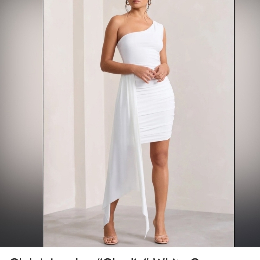 Club London NWT US 0 UK 4 White ruched Side sash Mini Dress